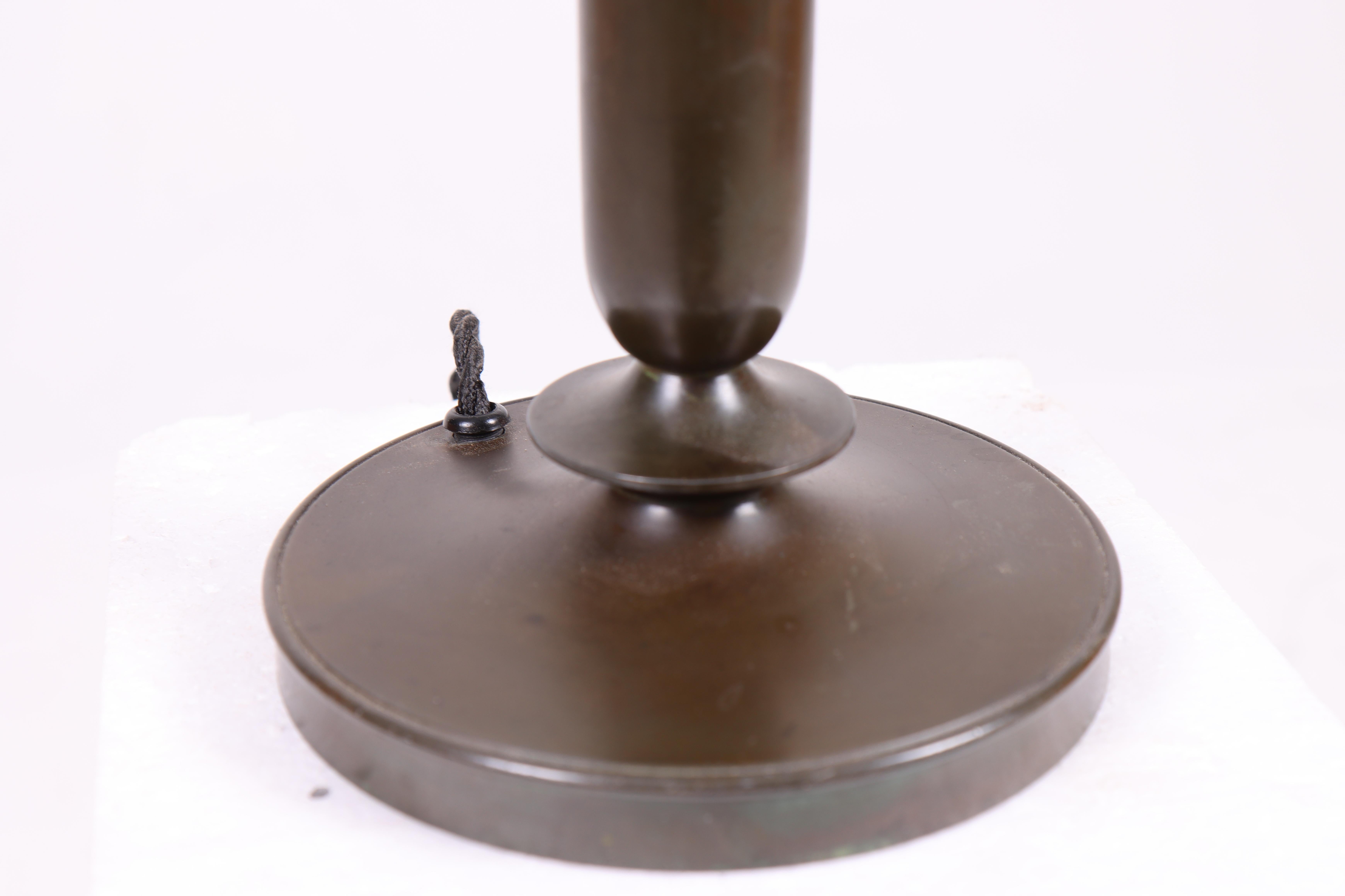 Scandinavian Midcentury Table Lamp in Disco Metal by Just Andersen Made in Denmark, 1940s For Sale