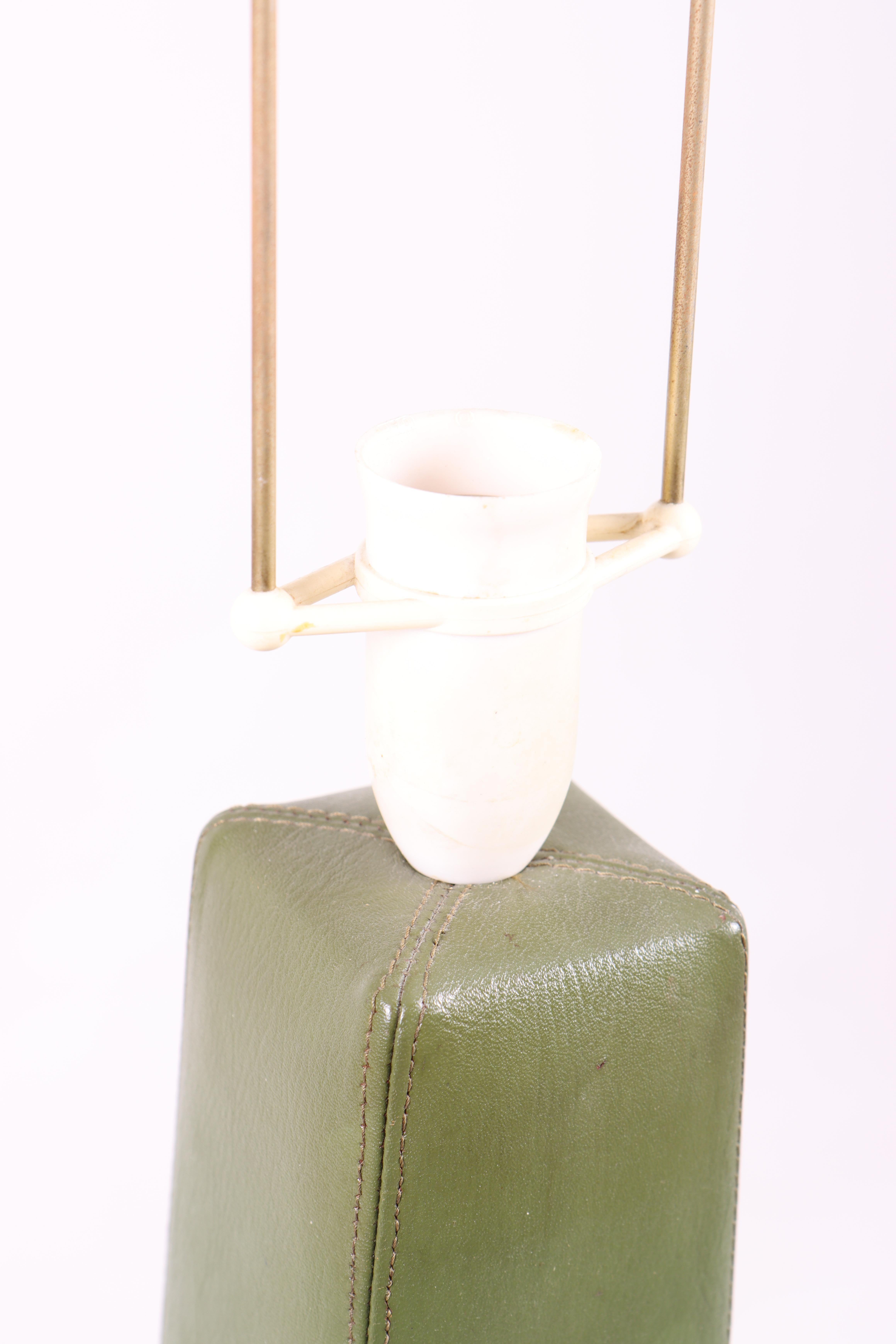 Scandinavian Modern Midcentury Table Lamp in Patinated Leather, Made in Sweden For Sale