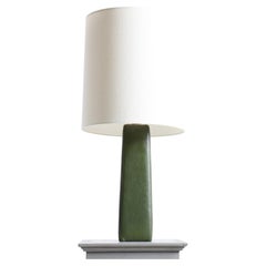 Midcentury Table Lamp in Patinated Leather, Made in Sweden