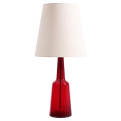 Vintage Midcentury Table Lamp in Red Glass by Holmegaard, 1950s
