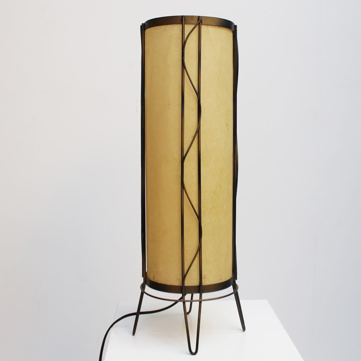 Parchment Paper Midcentury Table Lamp in the Manner of Paul Mayén