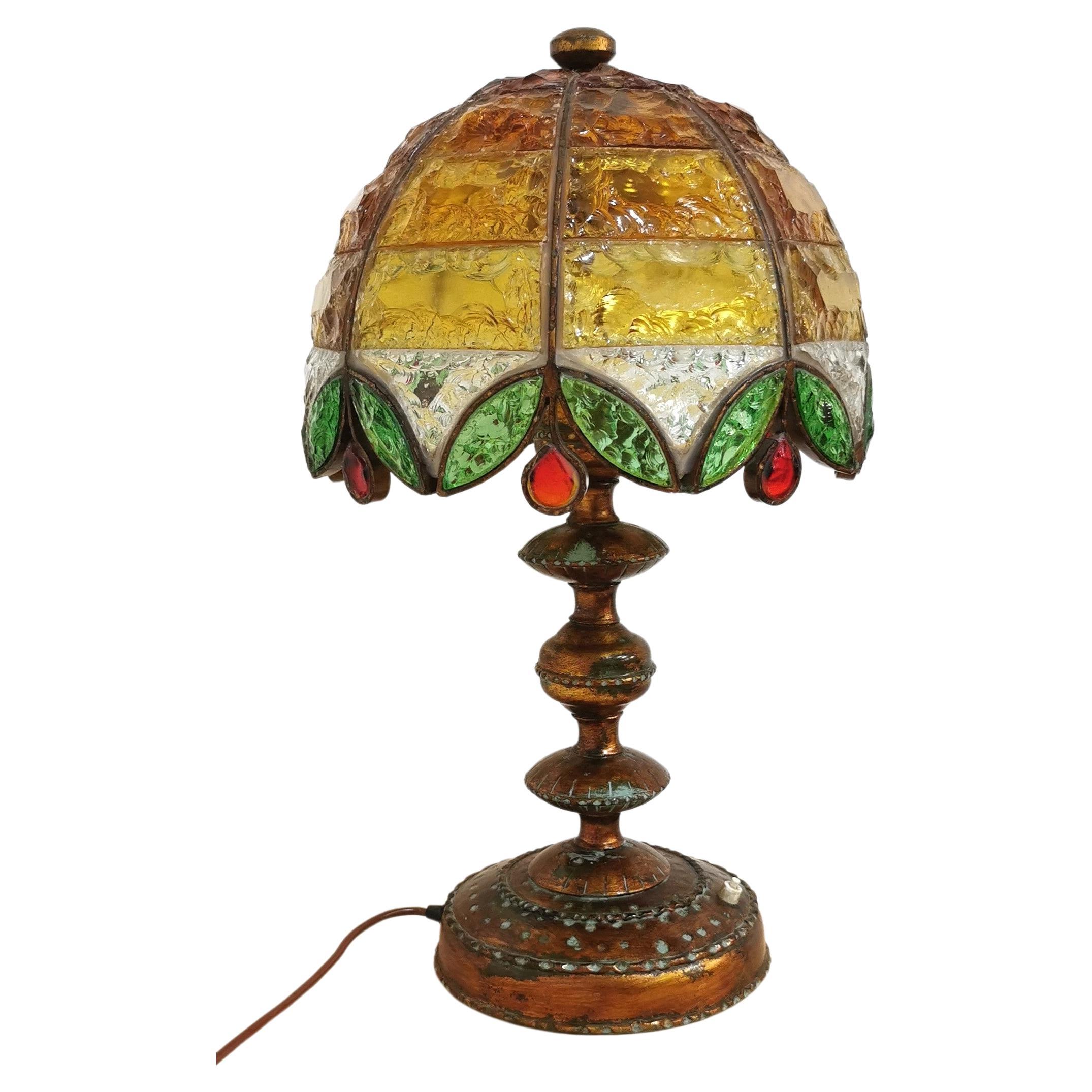 Midcentury Italian Murano Glass Table Lamp For Sale at 1stDibs