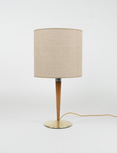 Midcentury Table Lamp mod. A/1 in Brass, Wood & Fabric by Sciolari, Italy 1960s