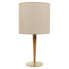 Lampe de table du milieu du siècle mod. A/1 en laiton, Wood Wood et tissu par Sciolari, Italie années 1960