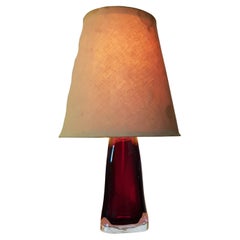 Midcentury Table Lamp Murano Glass Canvas Carl Fagerlund for Orrefors 1960s
