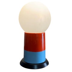 Midcentury Table Lamp Opaline Glass and Aluminum