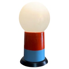 Midcentury Table Lamp Opaline Glass and Aluminum
