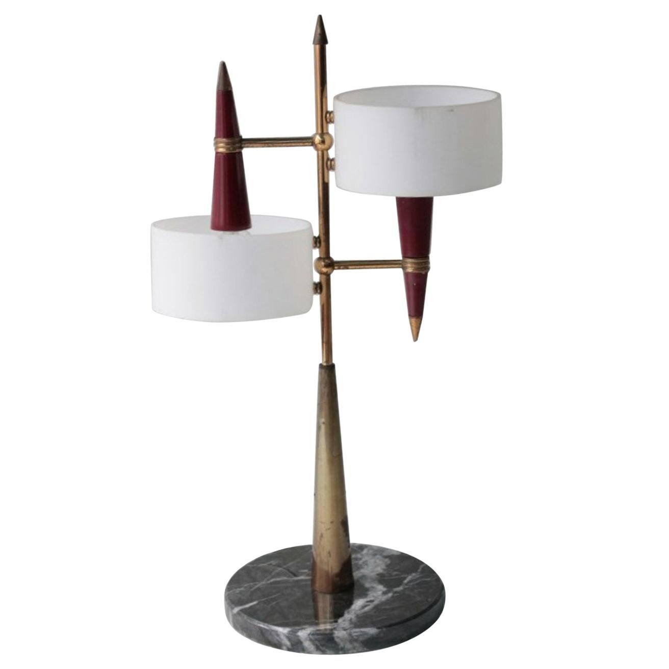 Midcentury Table Lamp "Opaline" Glass in the Style of Arredoluce For Sale