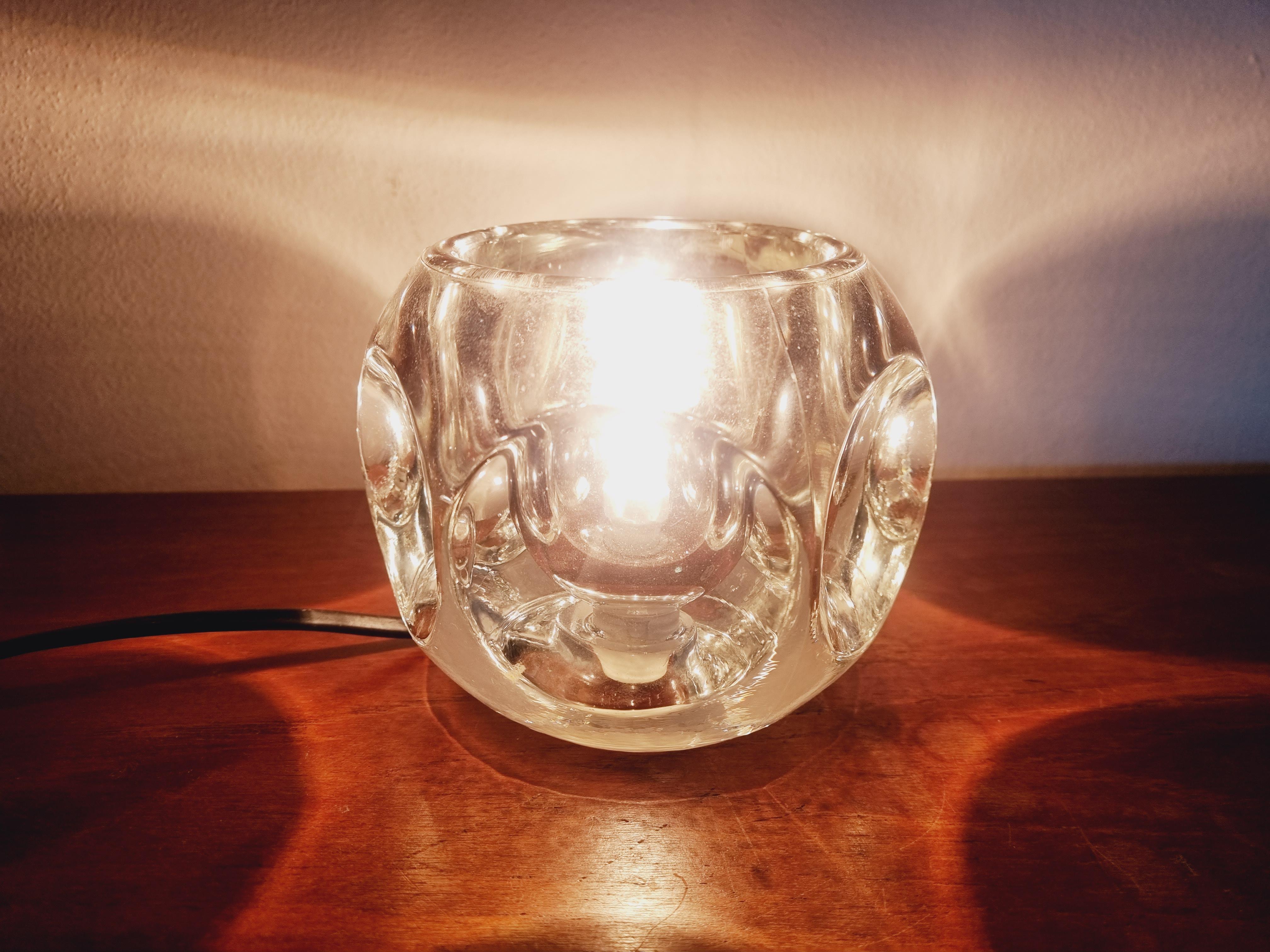 Midcentury Table Lamp Peill & Putzler Ice Cube Glass, Germany, 1970s For Sale 6