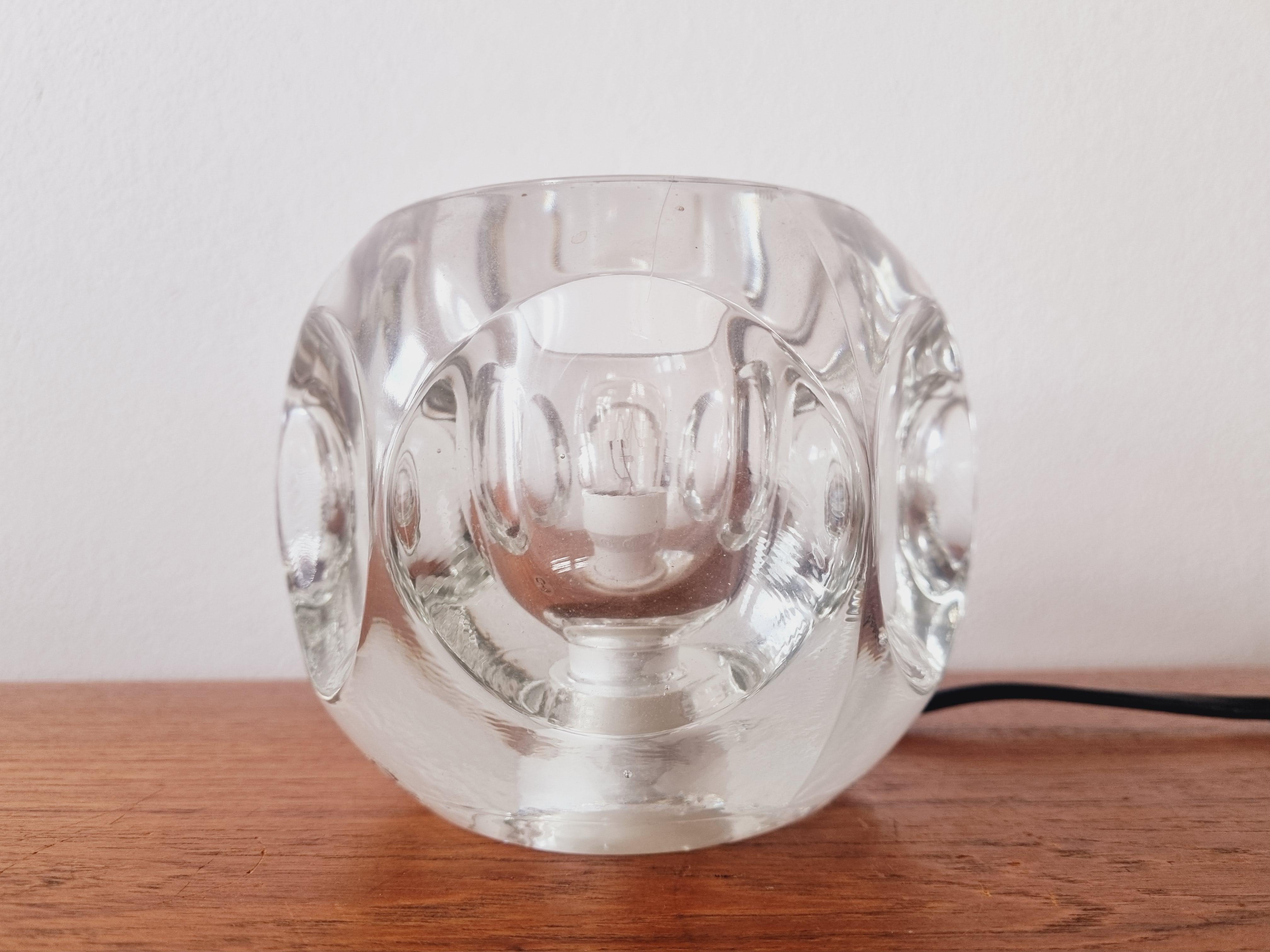 Mid-Century Modern Midcentury Table Lamp Peill & Putzler Ice Cube Glass, Germany, 1970s For Sale