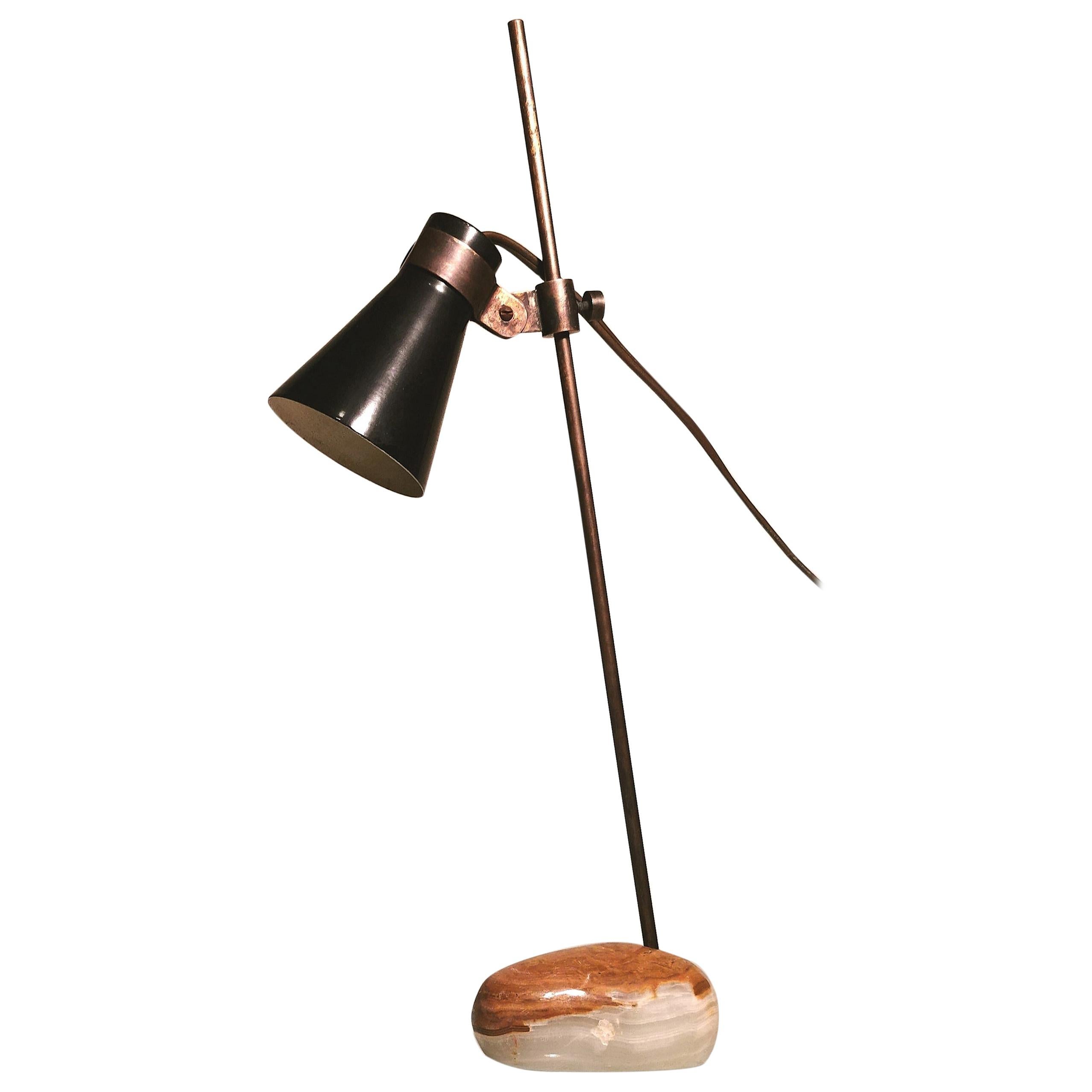 Midcentury Table Lamp Sasso by Luigi Caccia Dominioni in Brass, Aluminum, 1948