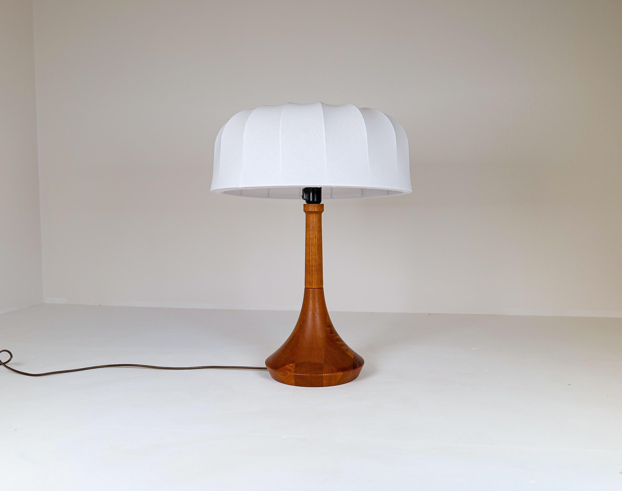 Midcentury Table Lamp Solid Teak Lisbeth Brams Denmark 1960s For Sale 4