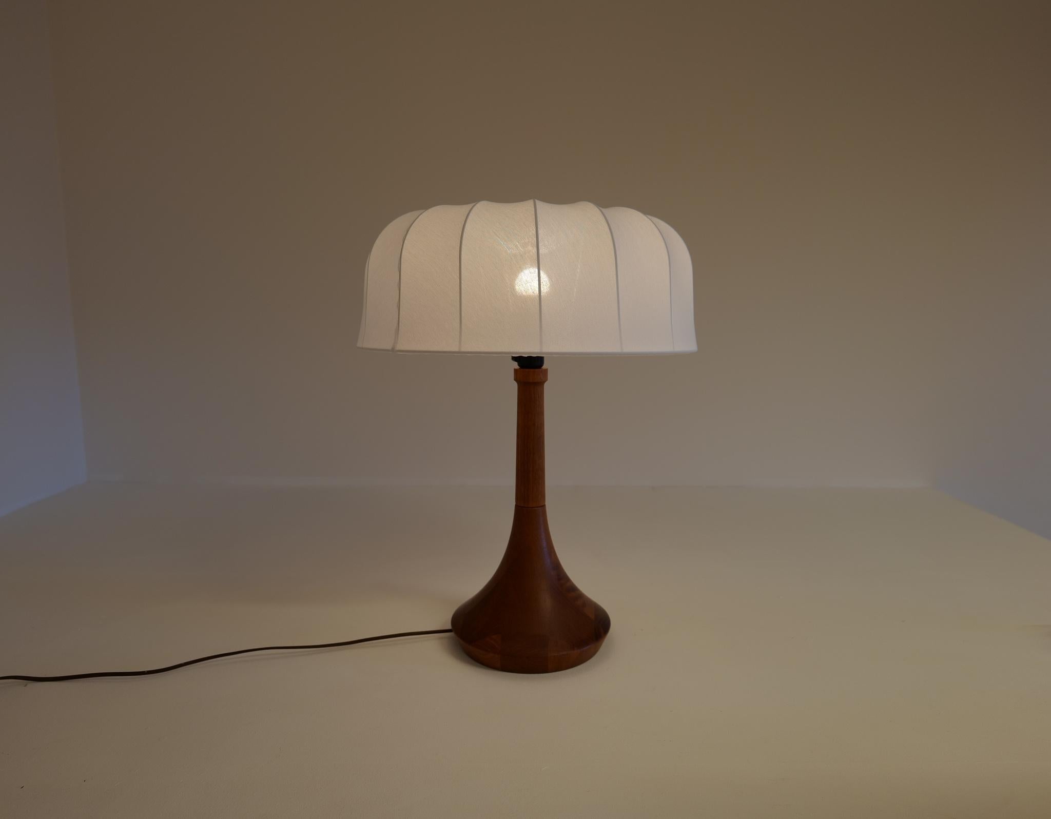 Midcentury Table Lamp Solid Teak Lisbeth Brams Denmark 1960s For Sale 7