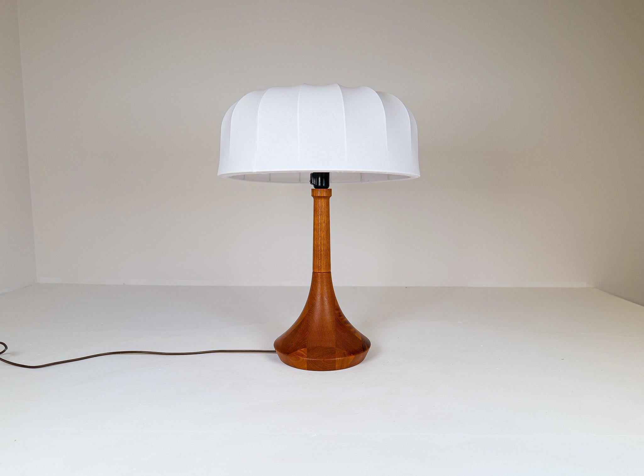 Mid-Century Modern Midcentury Table Lamp Solid Teak Lisbeth Brams Denmark 1960s For Sale