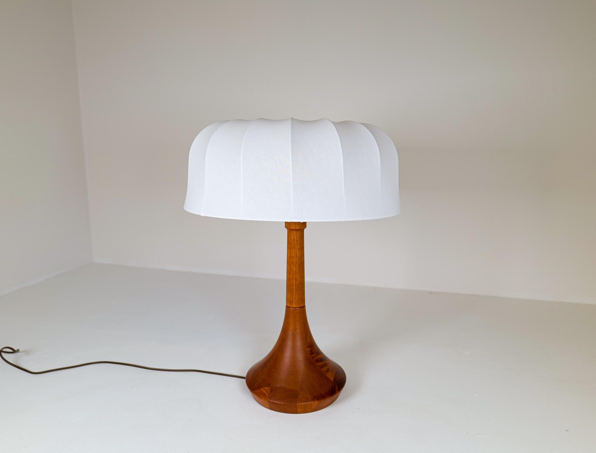 Danish Midcentury Table Lamp Solid Teak Lisbeth Brams Denmark 1960s For Sale