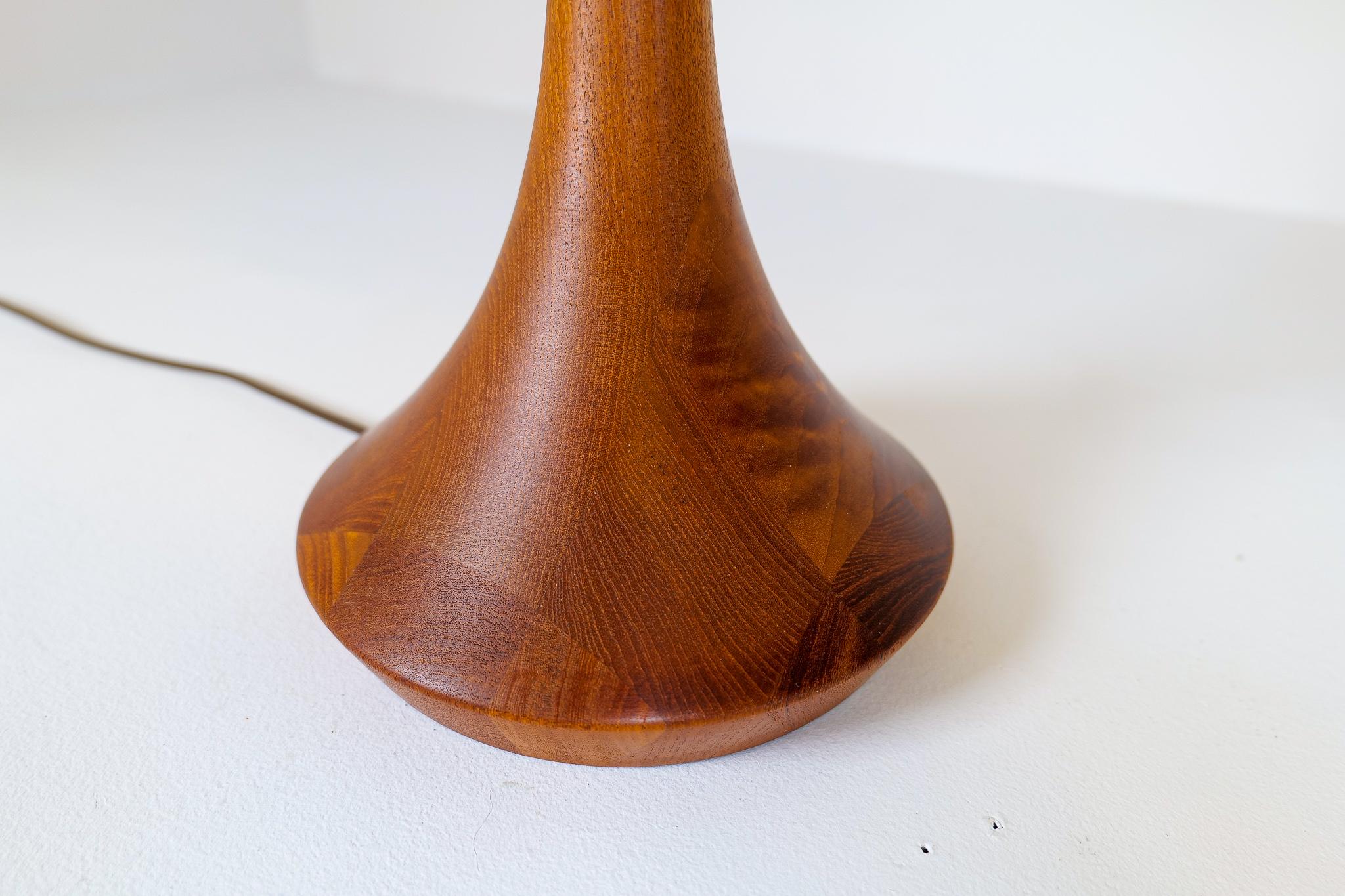 Mid-20th Century Midcentury Table Lamp Solid Teak Lisbeth Brams Denmark 1960s For Sale