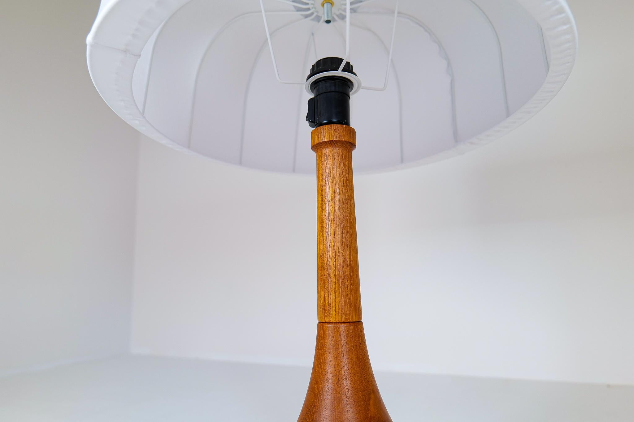 Midcentury Table Lamp Solid Teak Lisbeth Brams Denmark 1960s For Sale 1