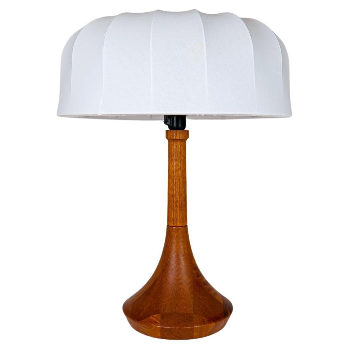 Midcentury Table Lamp Solid Teak Lisbeth Brams Denmark 1960s