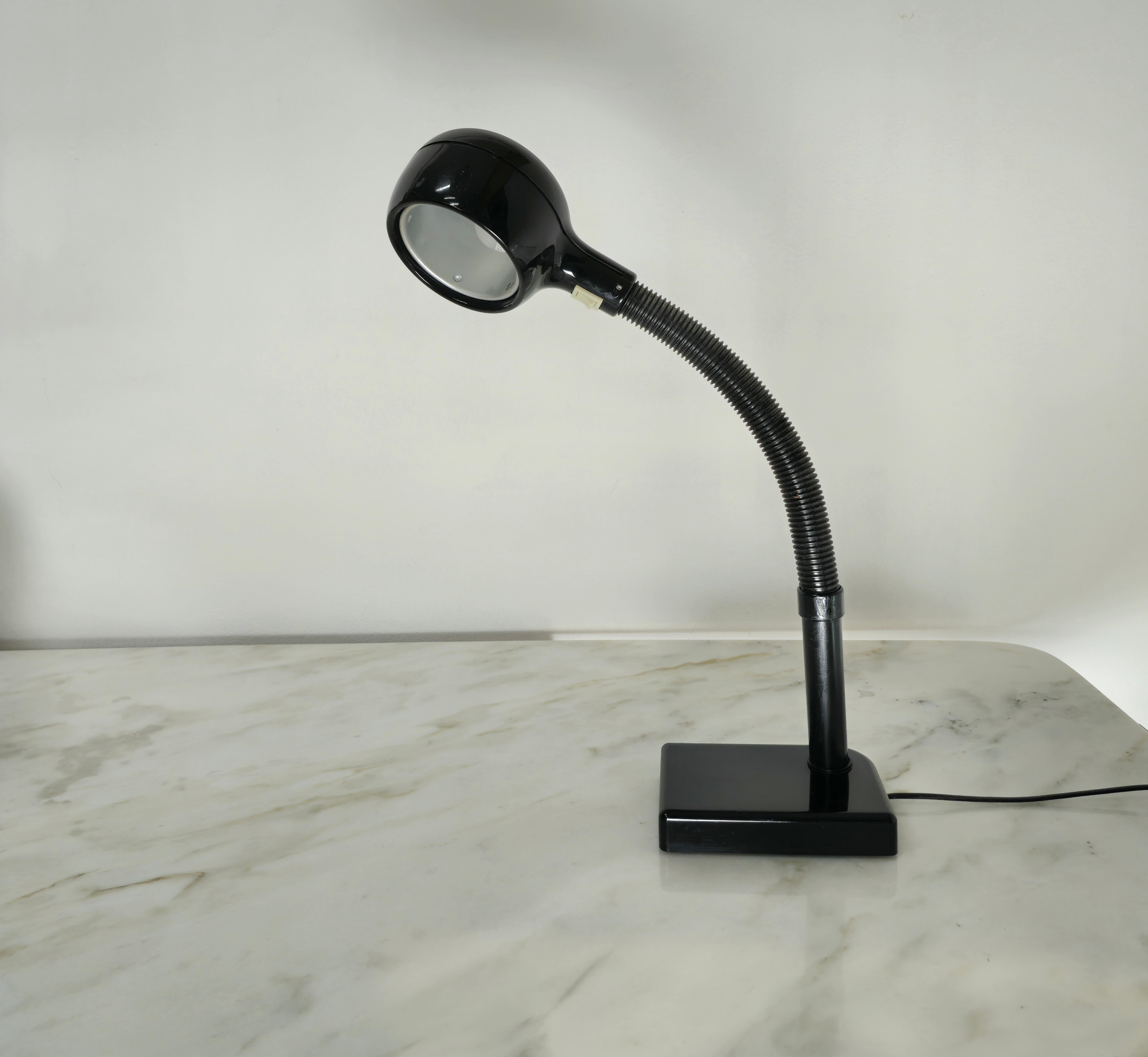 Mid-Century Modern Midcentury Table Lamp Vico Magistretti Black Plastic Italian Design 1970s For Sale