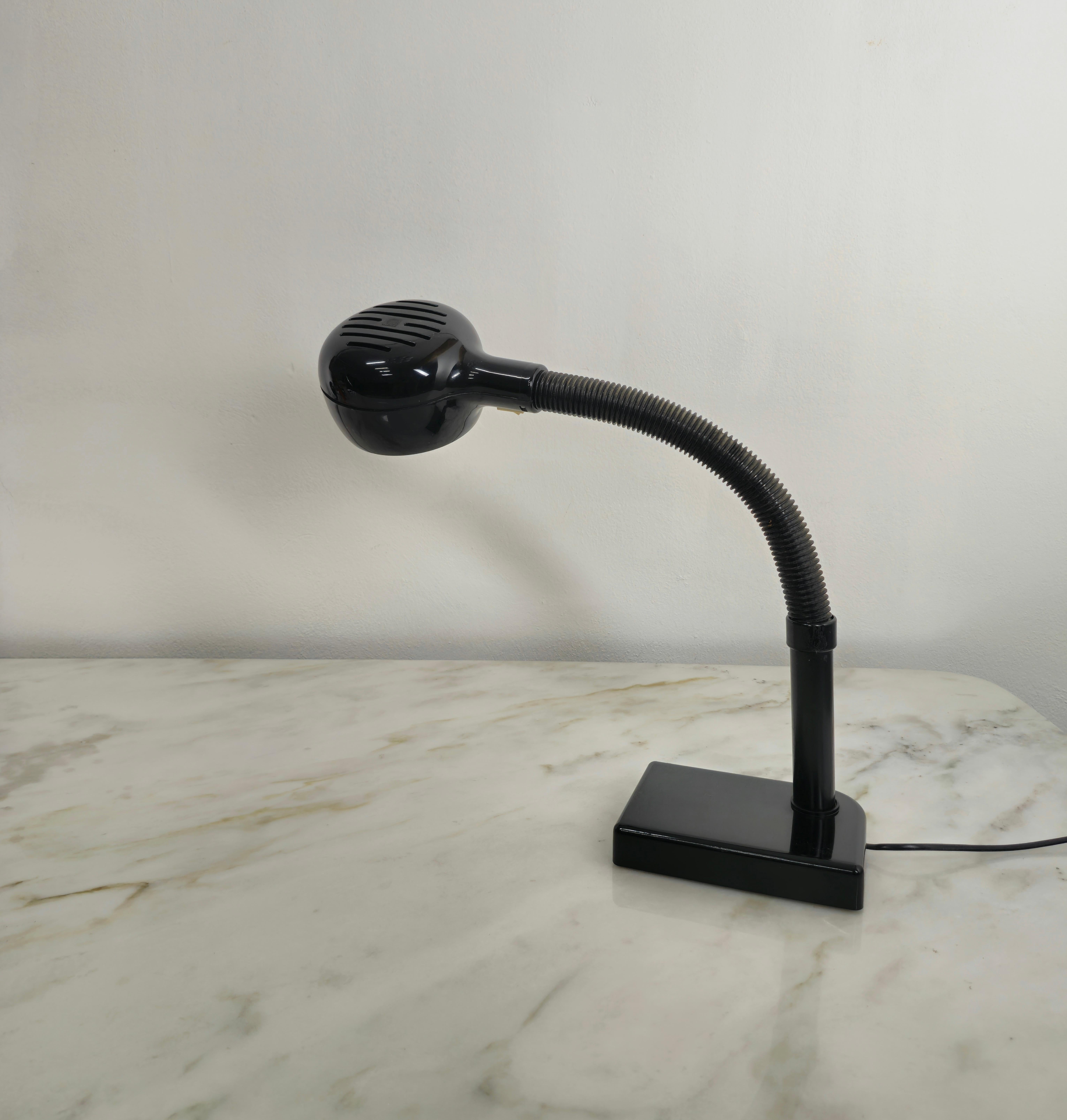 Midcentury Table Lamp Vico Magistretti Black Plastic Italian Design 1970s For Sale 1