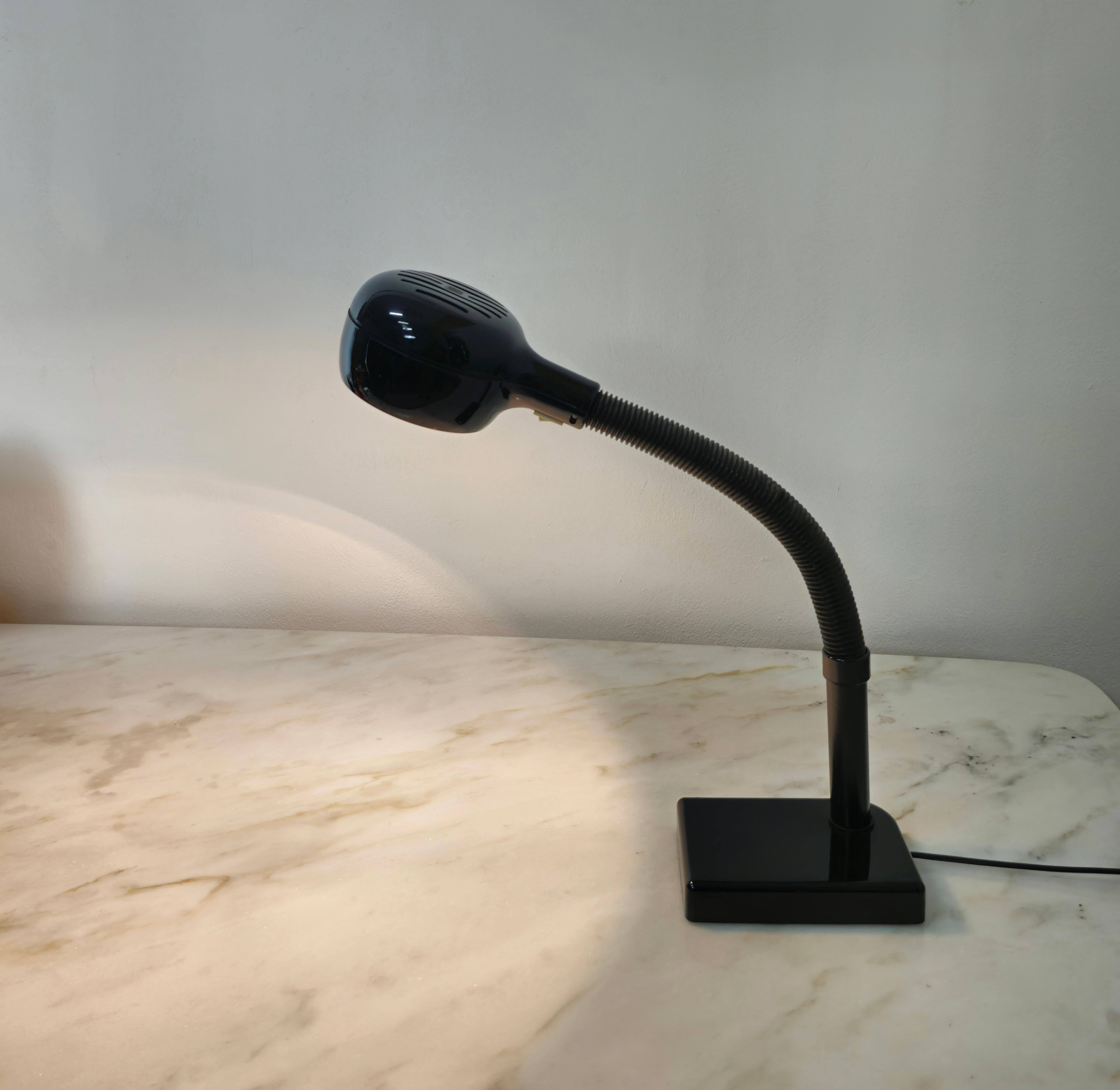 Midcentury Table Lamp Vico Magistretti Black Plastic Italian Design 1970s For Sale 3
