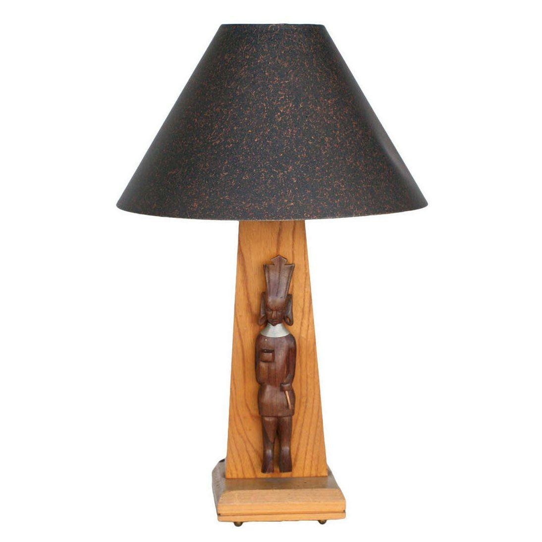 Mid-Century Modern Midcentury Table Lamp with African Carving en vente