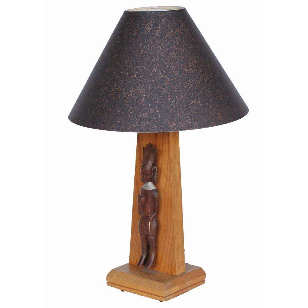 Américain Midcentury Table Lamp with African Carving en vente