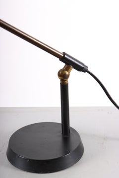 Midcentury Table Lamp with Brass Details, Made in Denmark, 1950s
