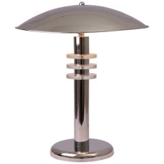 Midcentury Table Lamp with Chrome Canopy