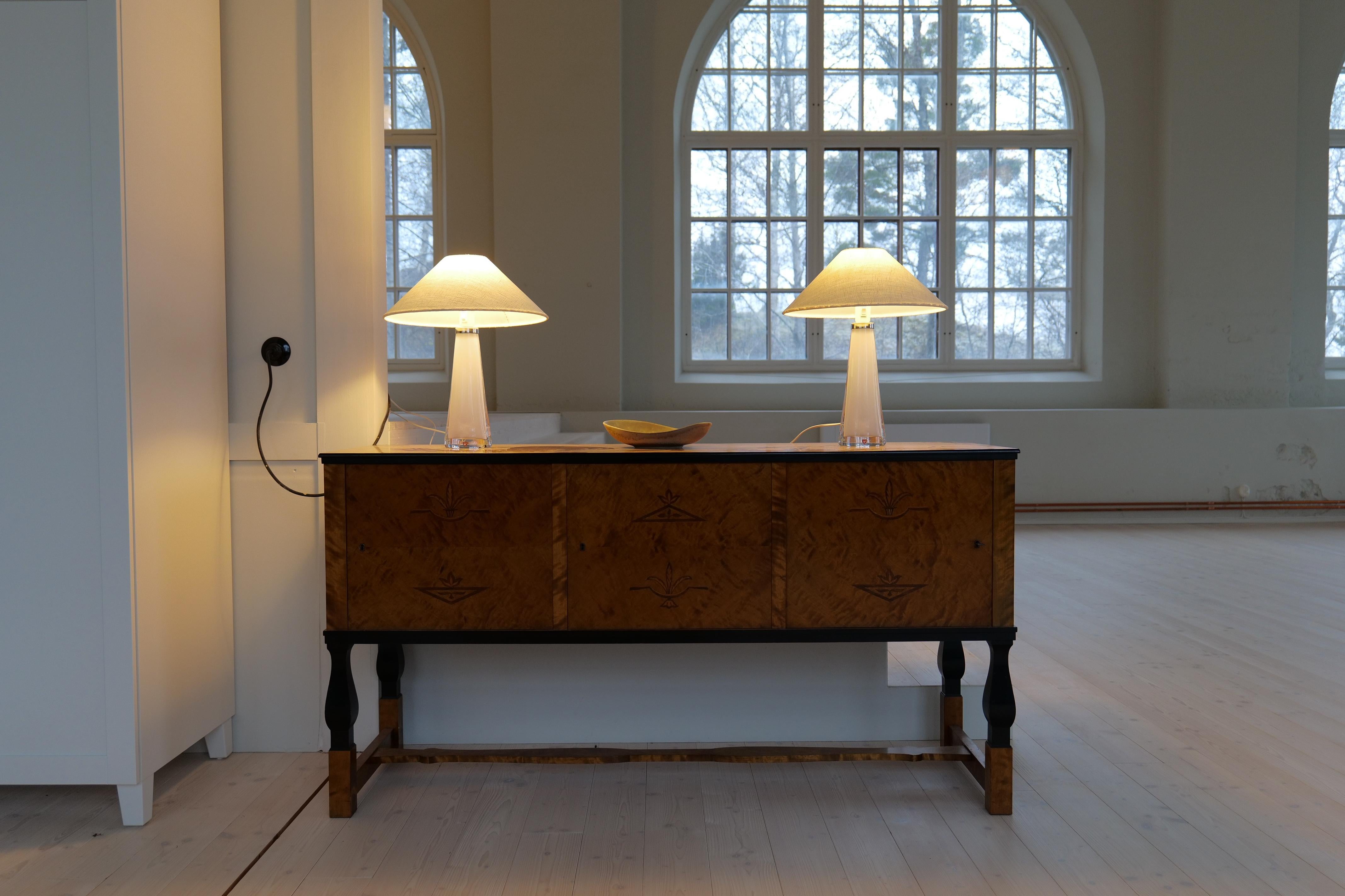 Midcentury Table Lamps by Carl Fagerlund for Orrefors Sweden RD, 1566 im Angebot 3