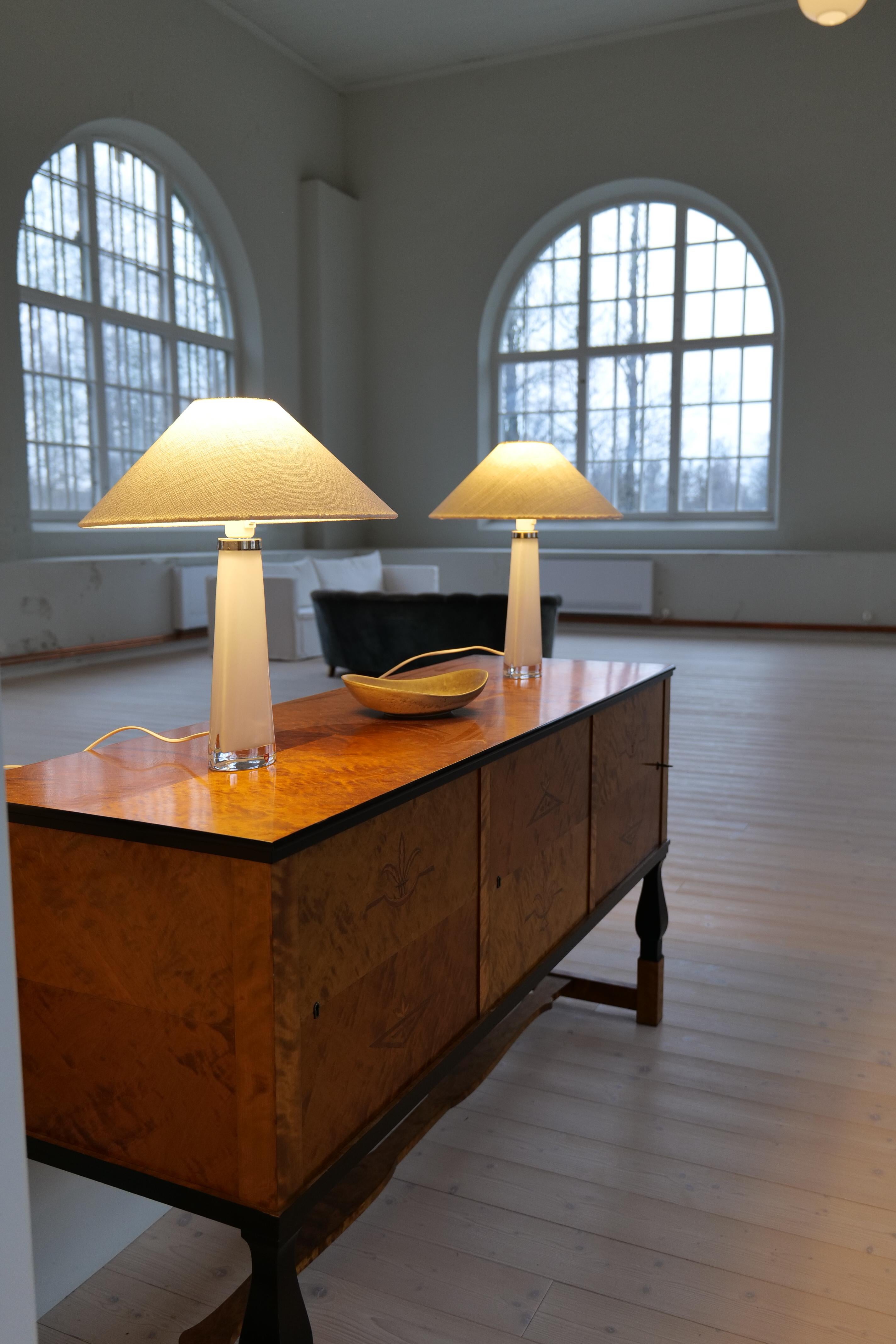 Midcentury Table Lamps by Carl Fagerlund for Orrefors Sweden RD, 1566 im Angebot 5