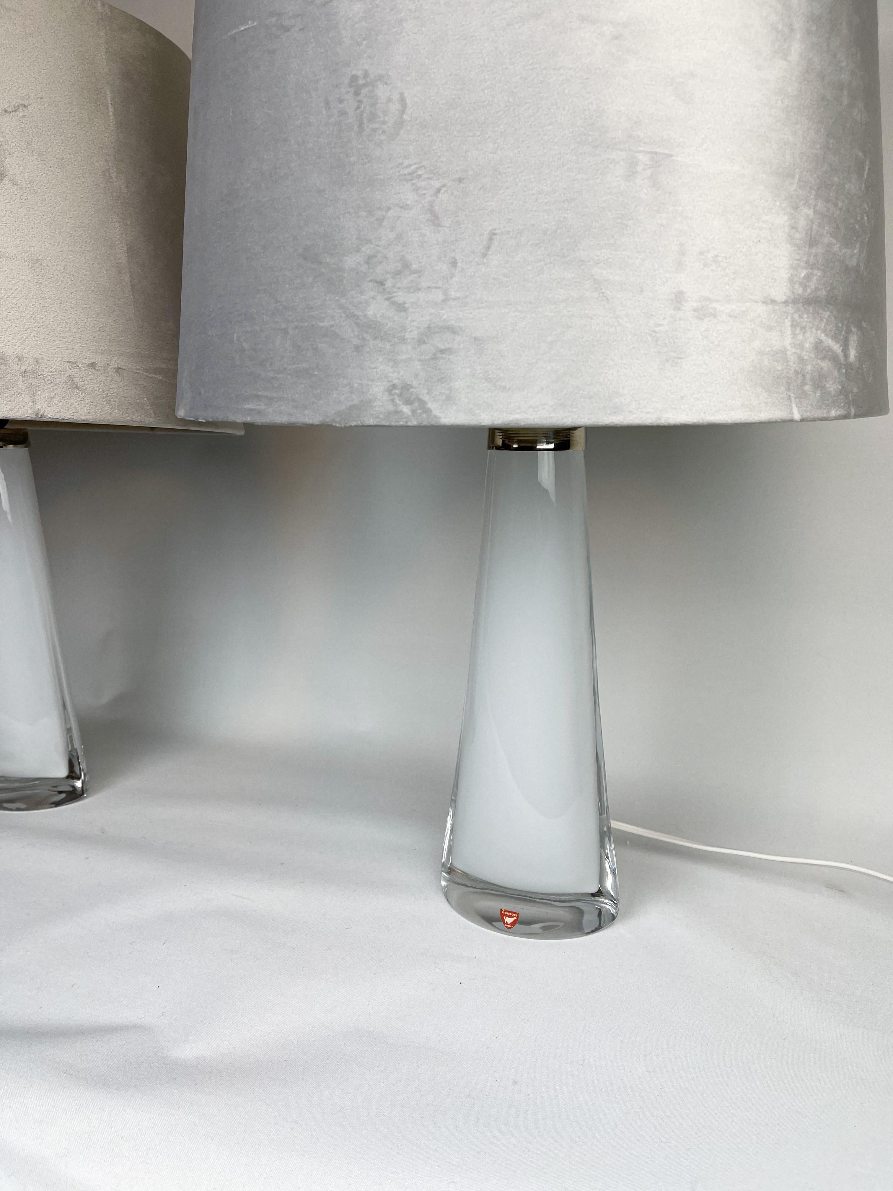 Swedish Midcentury Table Lamps by Carl Fagerlund for Orrefors Sweden RD, 1566 For Sale