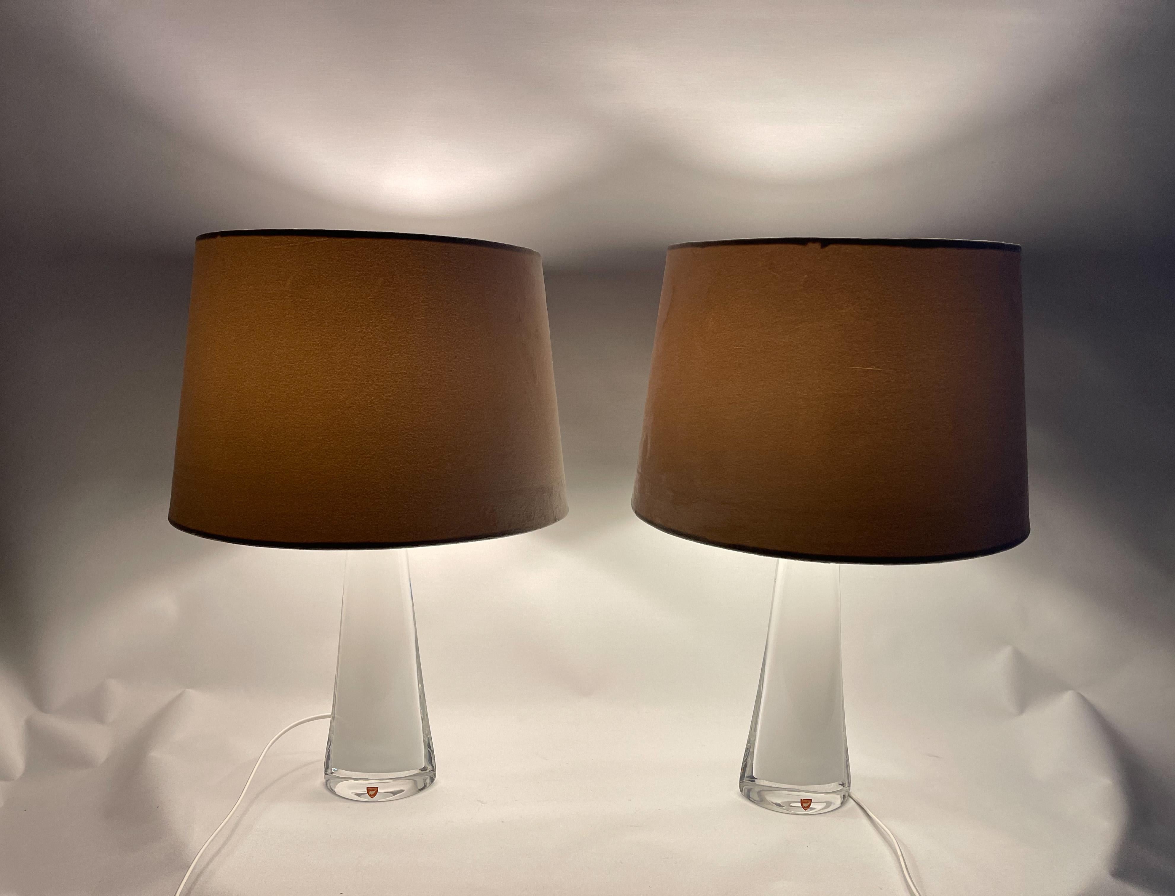 Crystal Midcentury Table Lamps by Carl Fagerlund for Orrefors Sweden RD, 1566 For Sale
