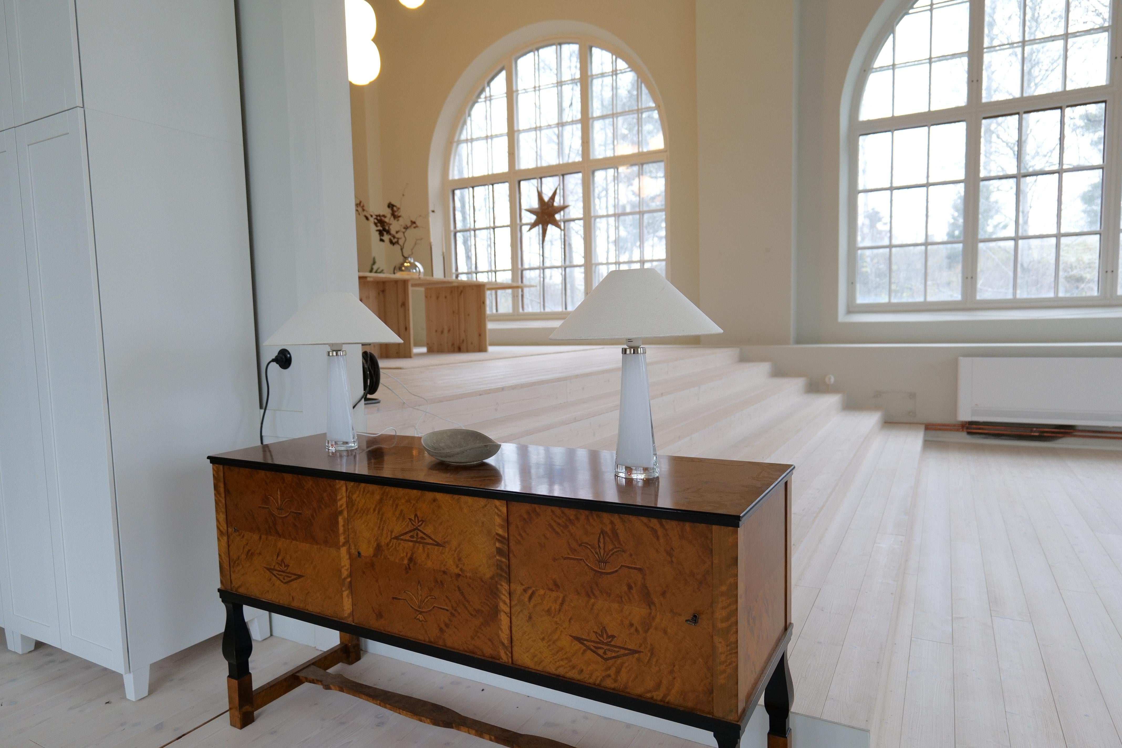 Midcentury Table Lamps by Carl Fagerlund for Orrefors Sweden RD, 1566 (Kristall) im Angebot