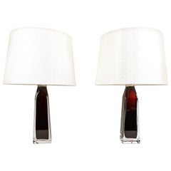 Midcentury Table Lamps by Carl Fagerlund for Orrefors Sweden RD 1884