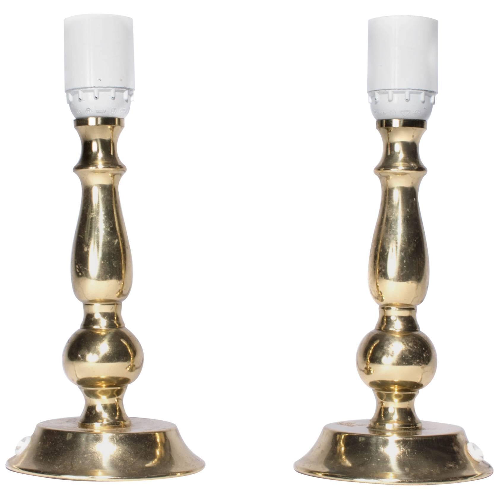 Midcentury Table Lamps from Sweden in Brass For Sale