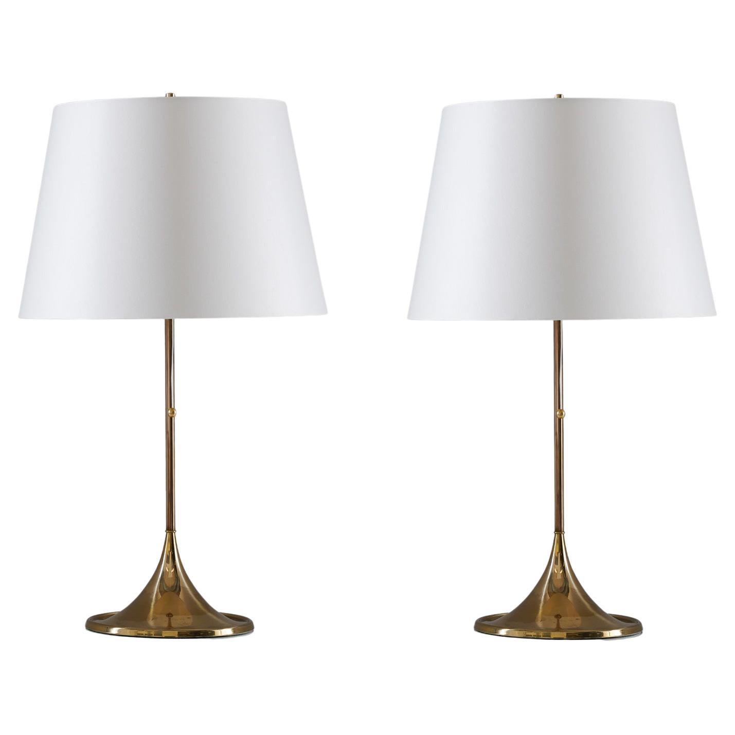 Midcentury Table Lamps in Brass by A. Svensson and Y. Sandström for Bergboms