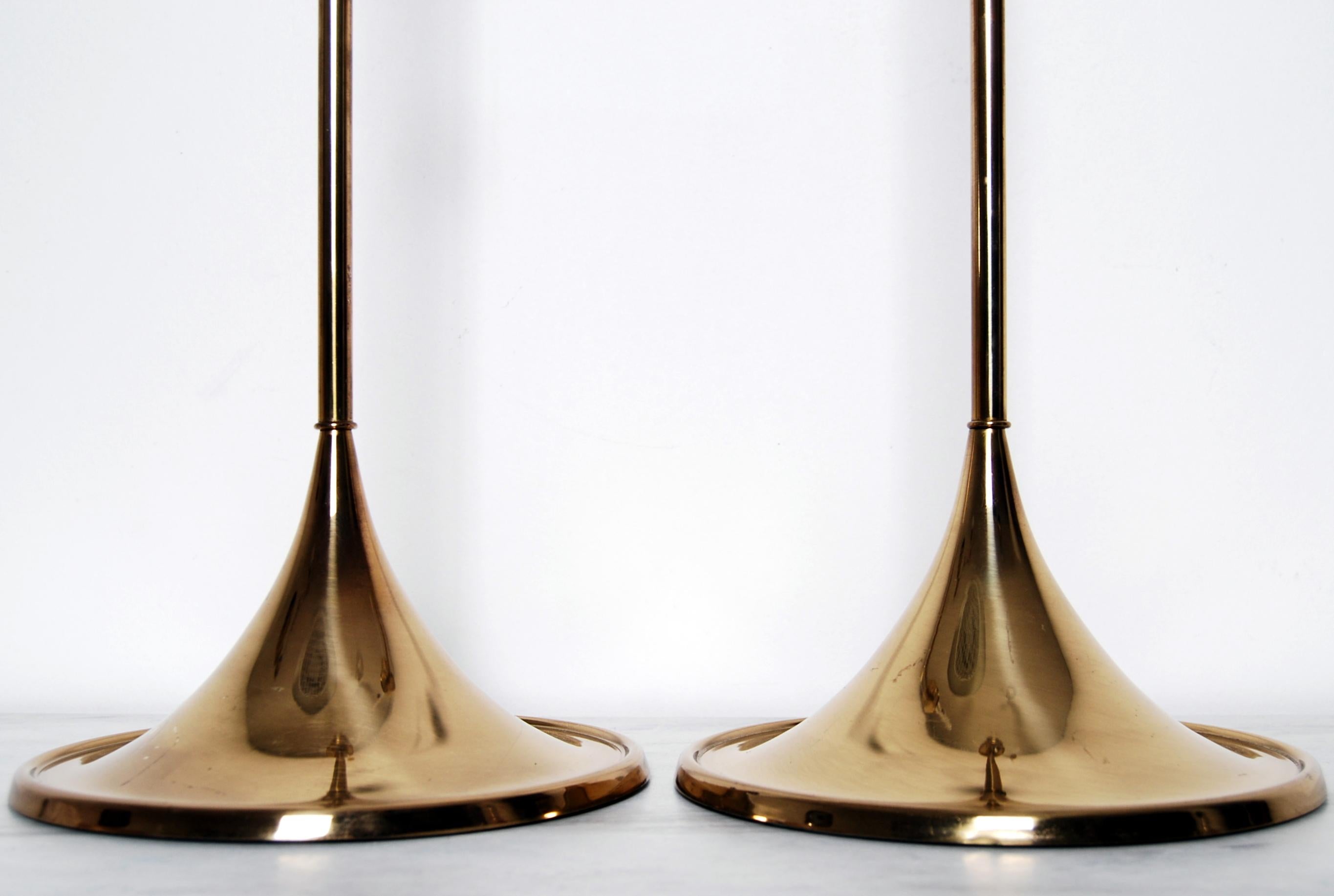 20th Century Midcentury Table Lamps in Brass by Bergboms, Sweden, 1960s