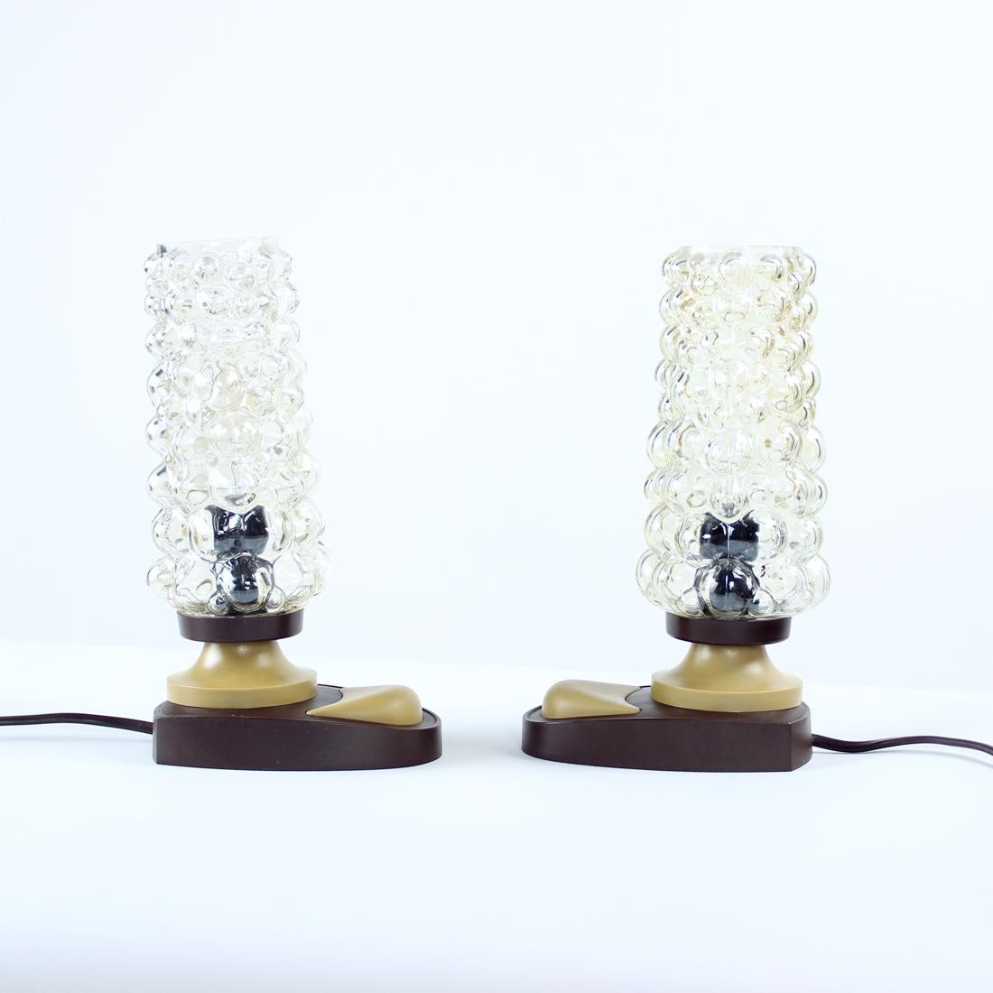 Mid-Century Table Lamps in Glass and Plastic, Czechoslovakia, 1960s For Sale 2