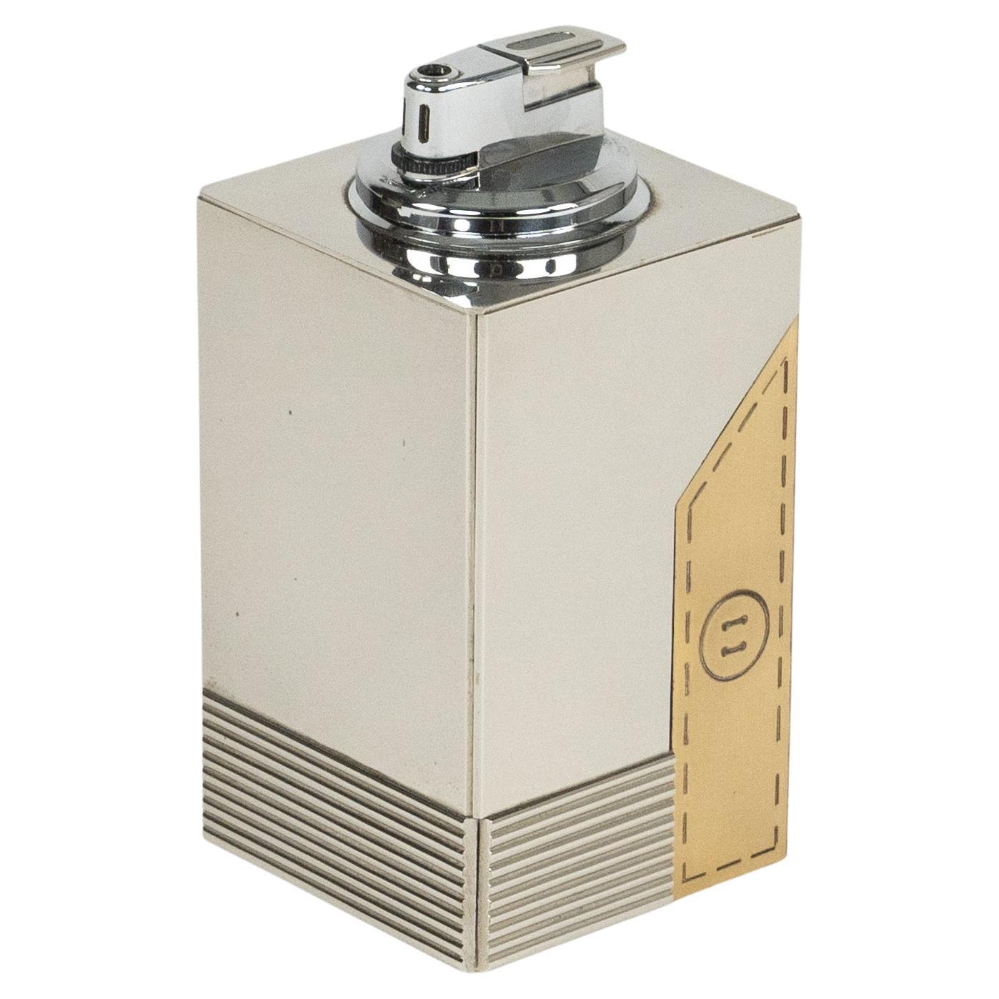 Midcentury Table Lighter in Chrome and Brass by Noel B.C., Italy 1970s