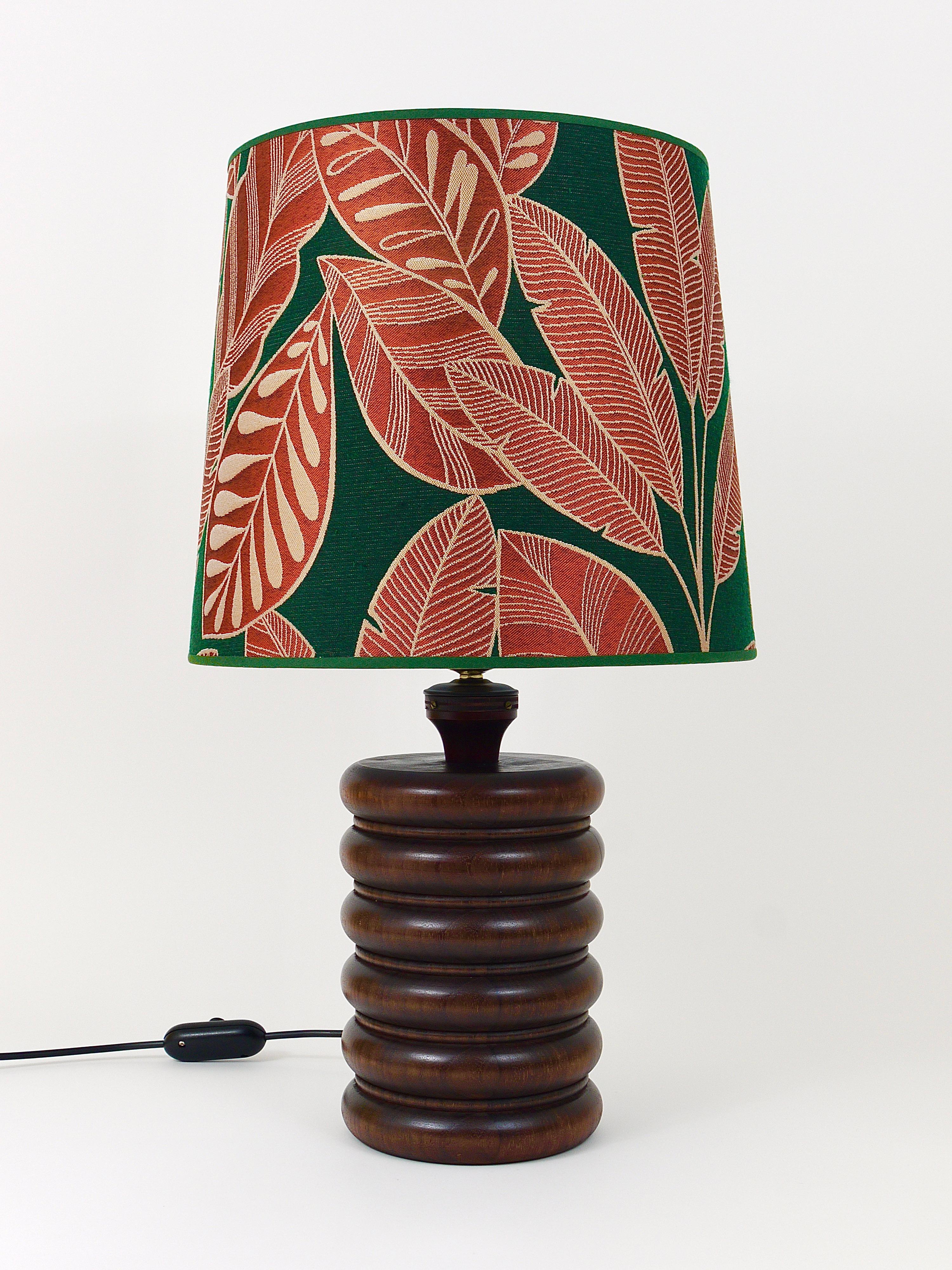 Midcentury Table or Side Lamp, Turned Wood Base, Sweden, 1970s For Sale 4