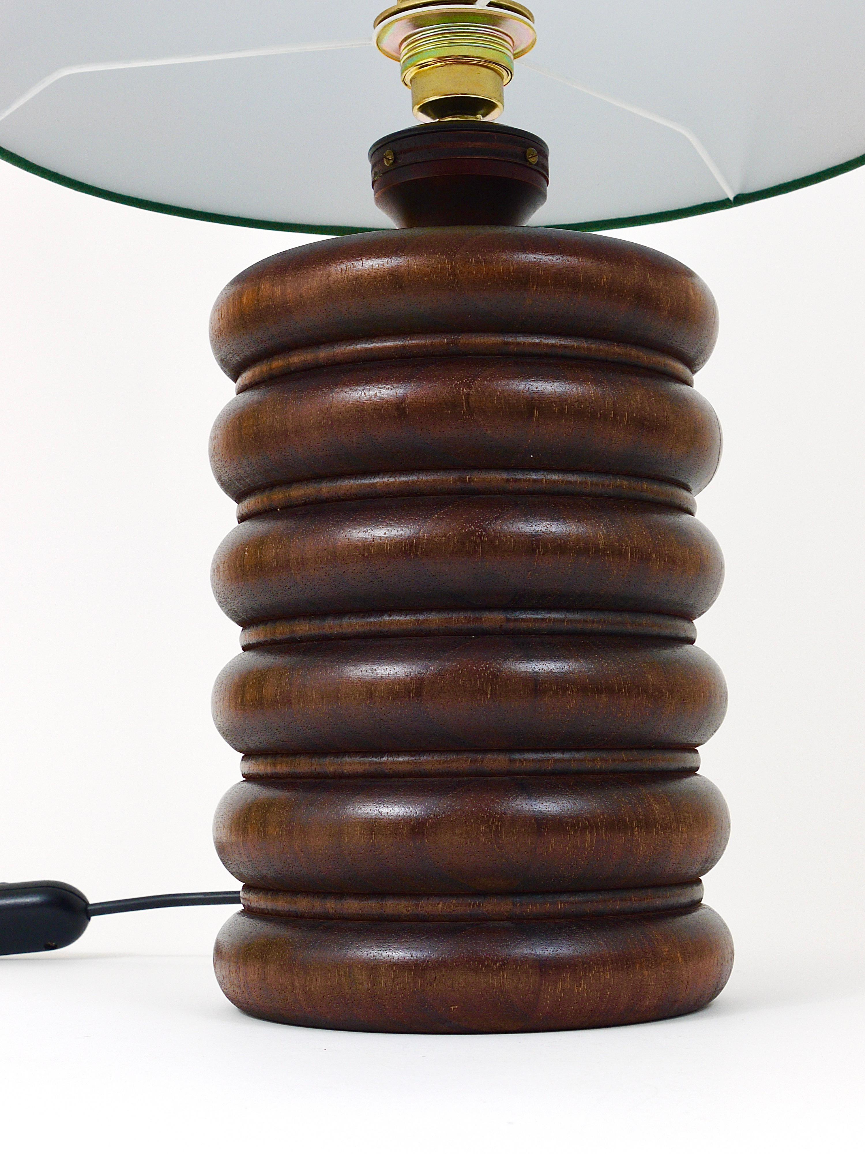 Midcentury Table or Side Lamp, Turned Wood Base, Sweden, 1970s For Sale 7