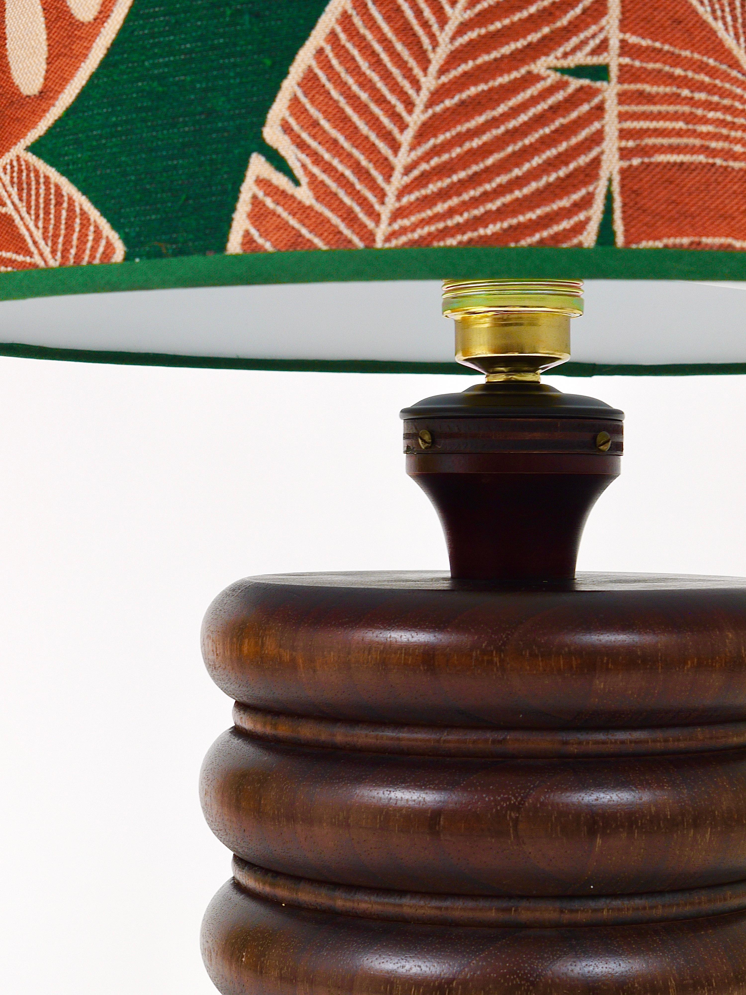 Midcentury Table or Side Lamp, Turned Wood Base, Sweden, 1970s For Sale 8