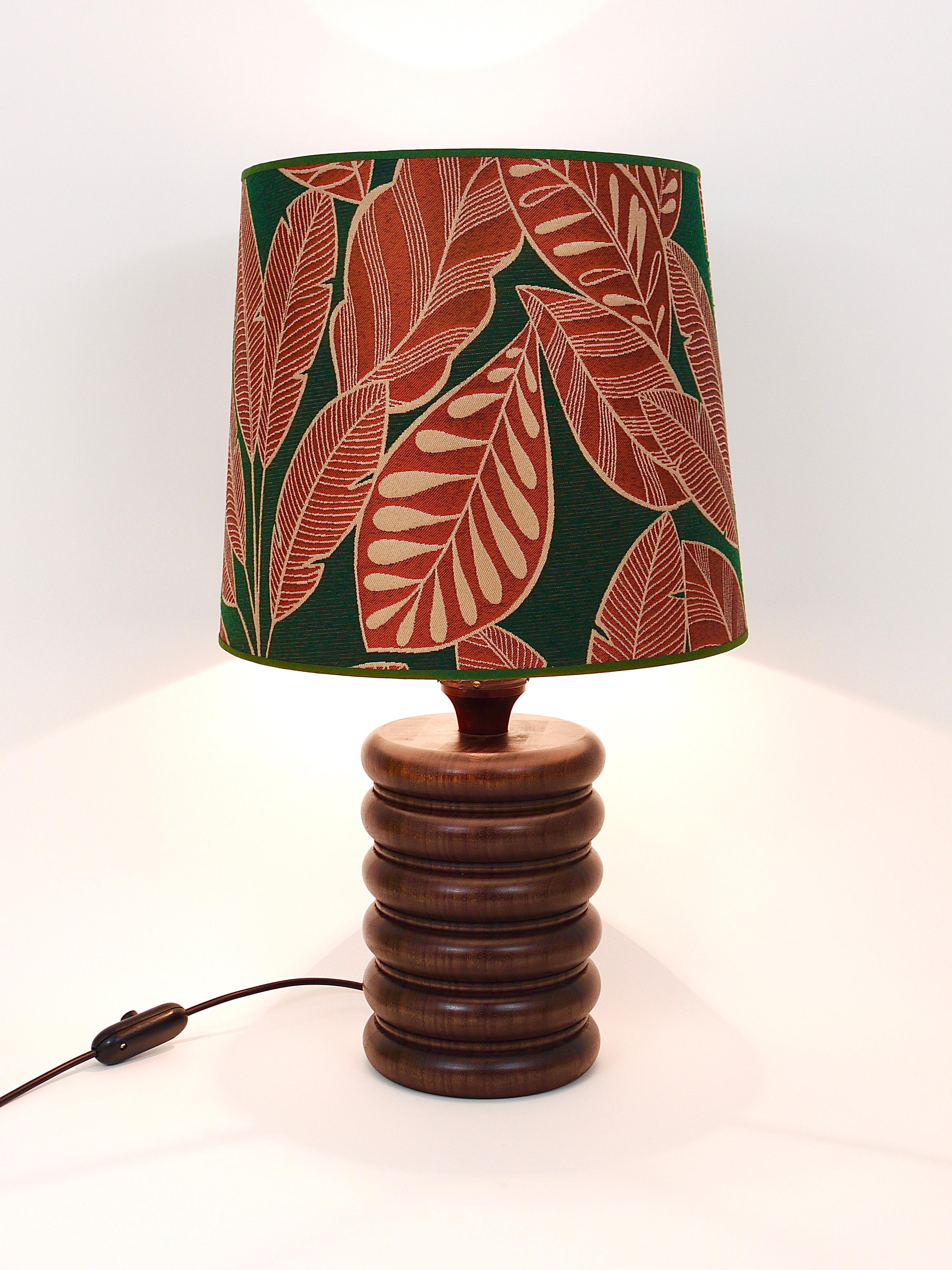 Midcentury Table or Side Lamp, Turned Wood Base, Sweden, 1970s For Sale 11