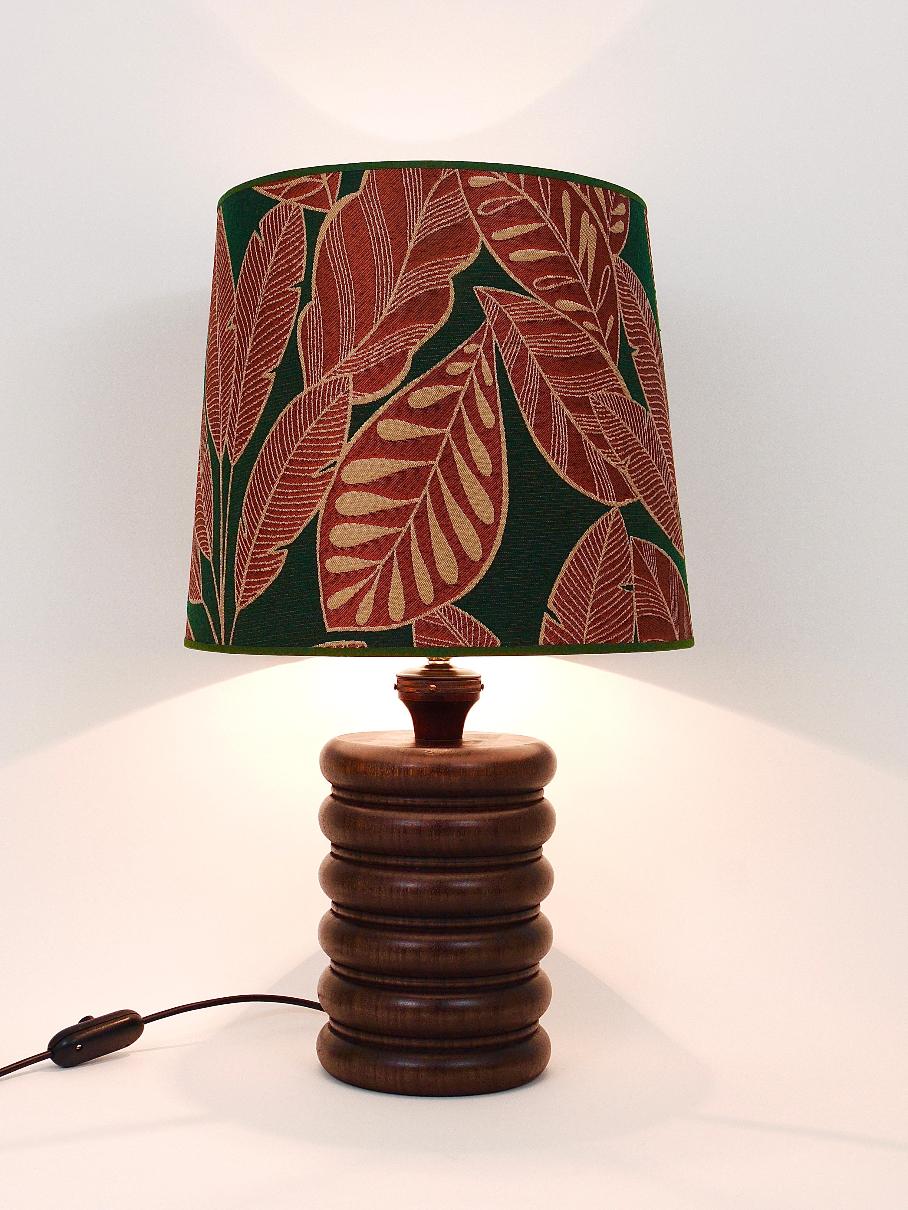 Midcentury Table or Side Lamp, Turned Wood Base, Sweden, 1970s For Sale 12