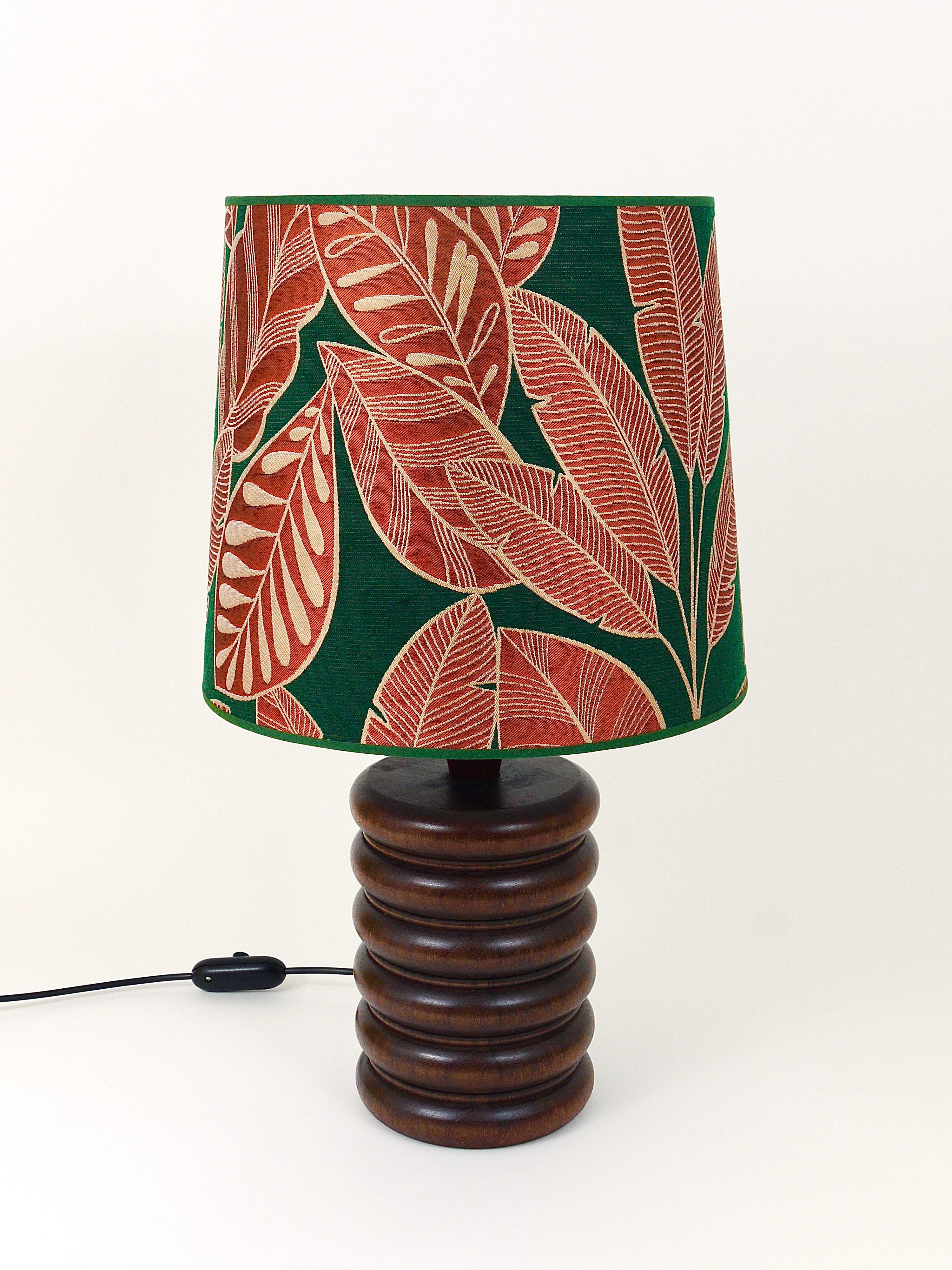 20th Century Midcentury Table or Side Lamp, Turned Wood Base, Sweden, 1970s For Sale