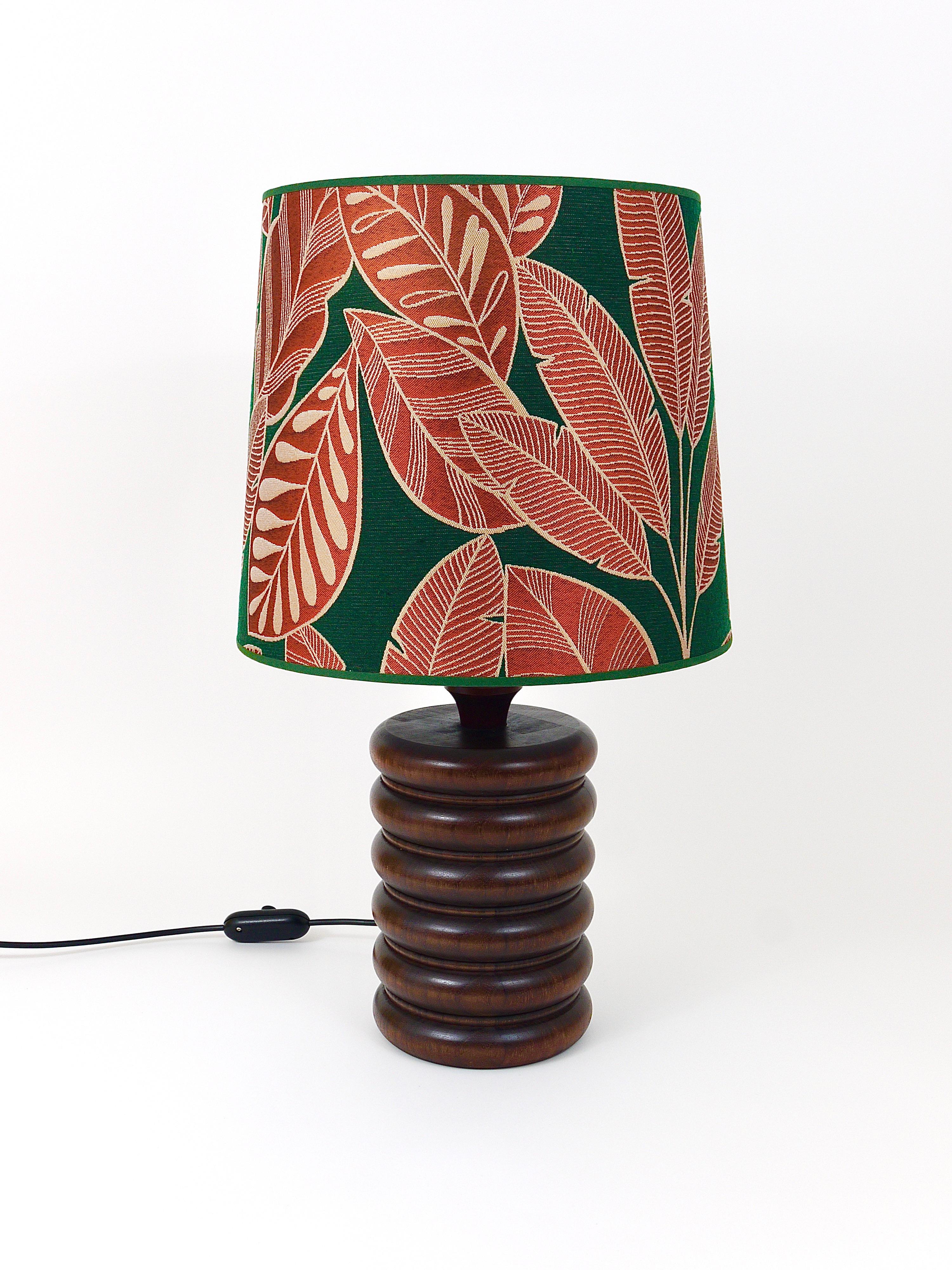 Midcentury Table or Side Lamp, Turned Wood Base, Sweden, 1970s For Sale 1