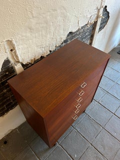 Mid century Modern 6 Drawer Tall Walnut Dresser with Aluminum Finger Pulls