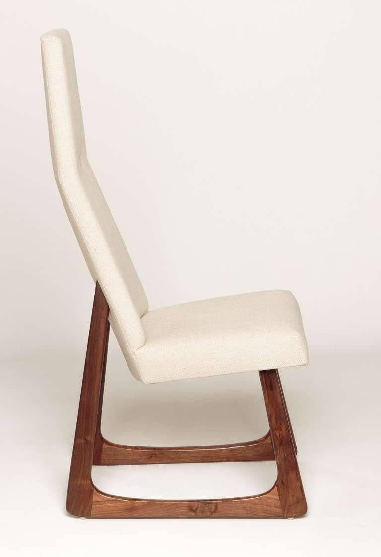 Midcentury tall back chair by Adrian Pearsall. This chair has new upholstery. Measures: Seat H 17