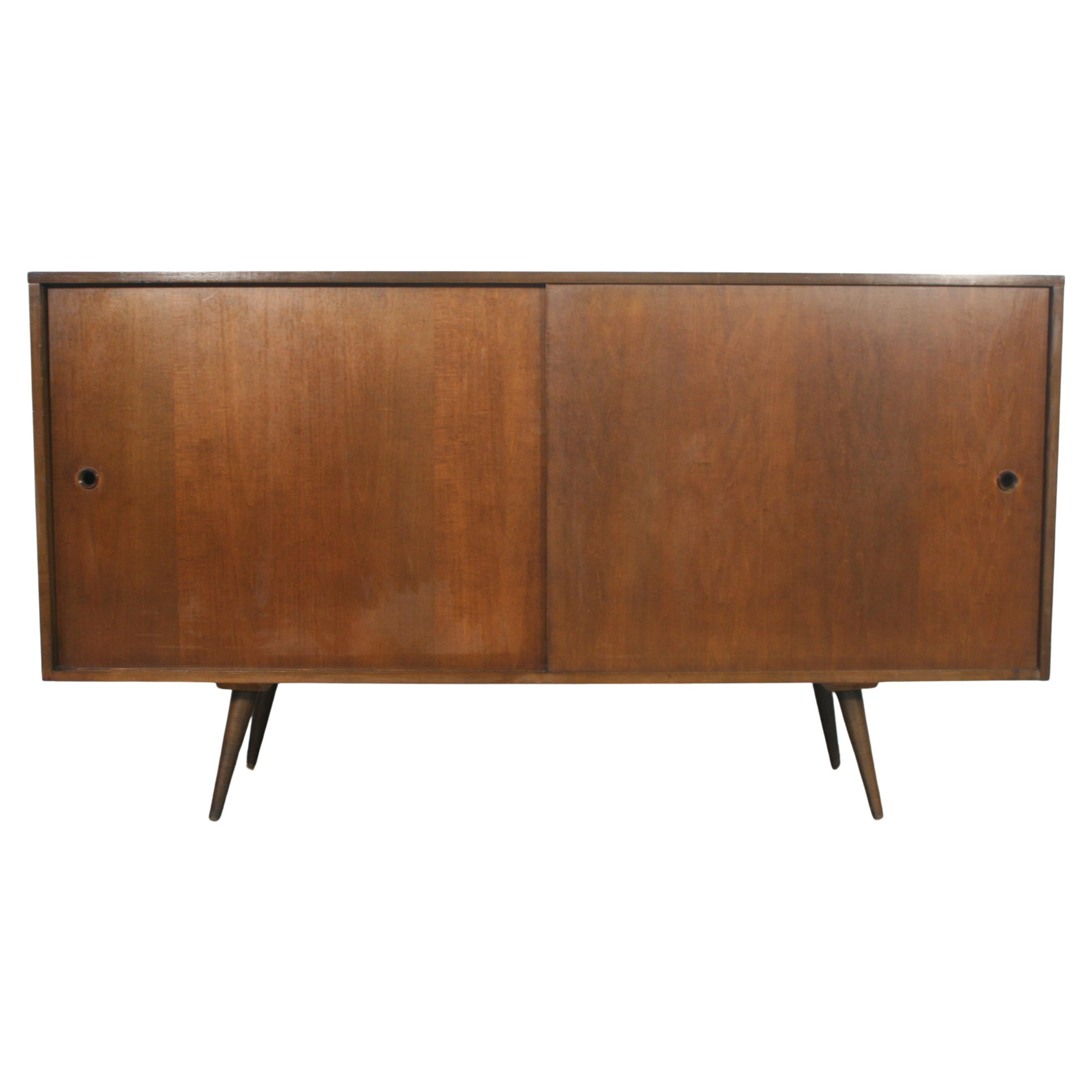 Mid-Century Tall Credenza by Paul McCobb circa 1950 Planner Group #1514 Walnut For Sale